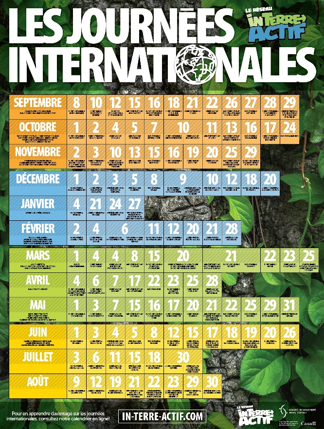 Réseau InTerreActif Affiche Calendrier des journées internationales